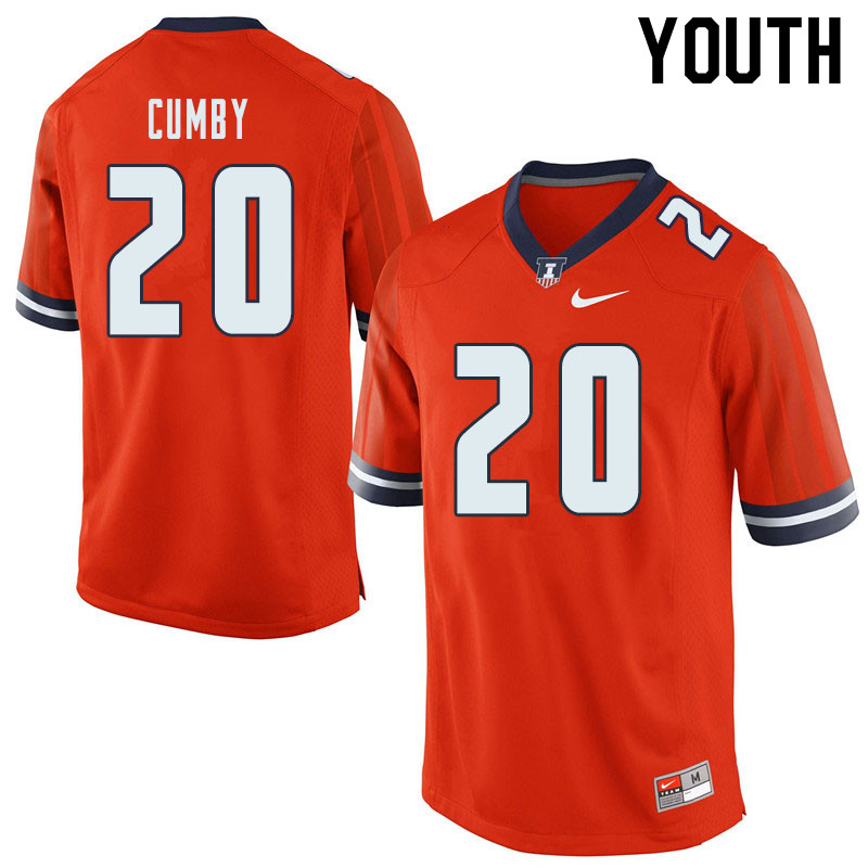Youth #20 Kyron Cumby Illinois Fighting Illini College Football Jerseys Sale-Orange